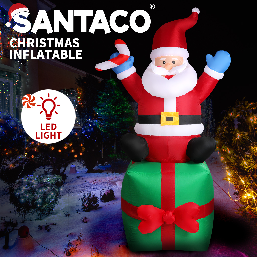 Santaco Inflatable Christmas Outdoor Decorations Santa LED Lights Xmas